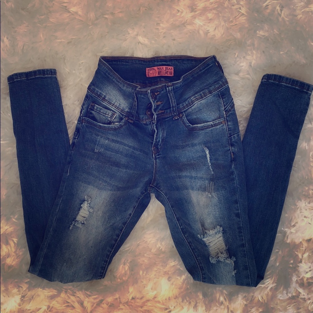 High waisted skinny jeans